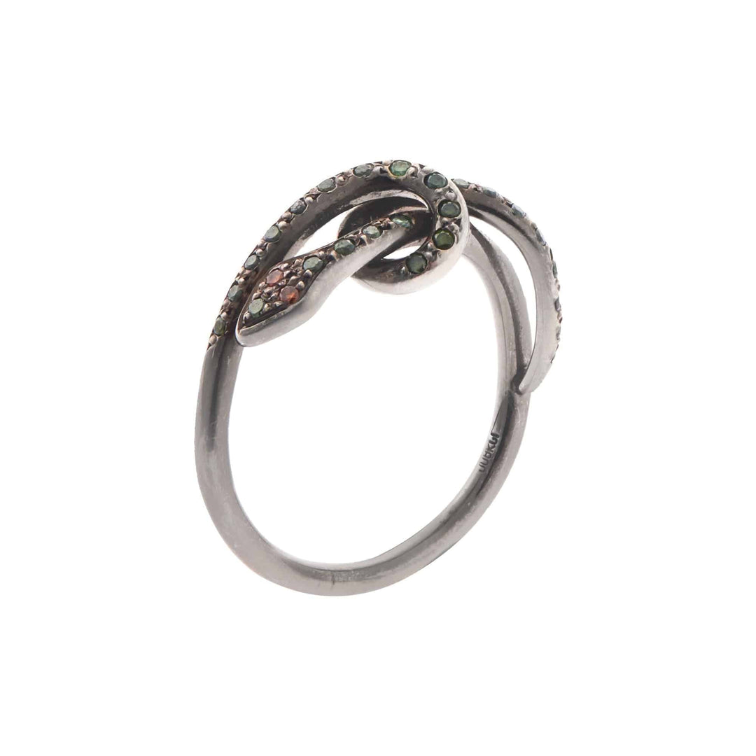 Twisted Snake Ring Y-Ox-Green D-Bur D - SNAKES - Ileana Makri store