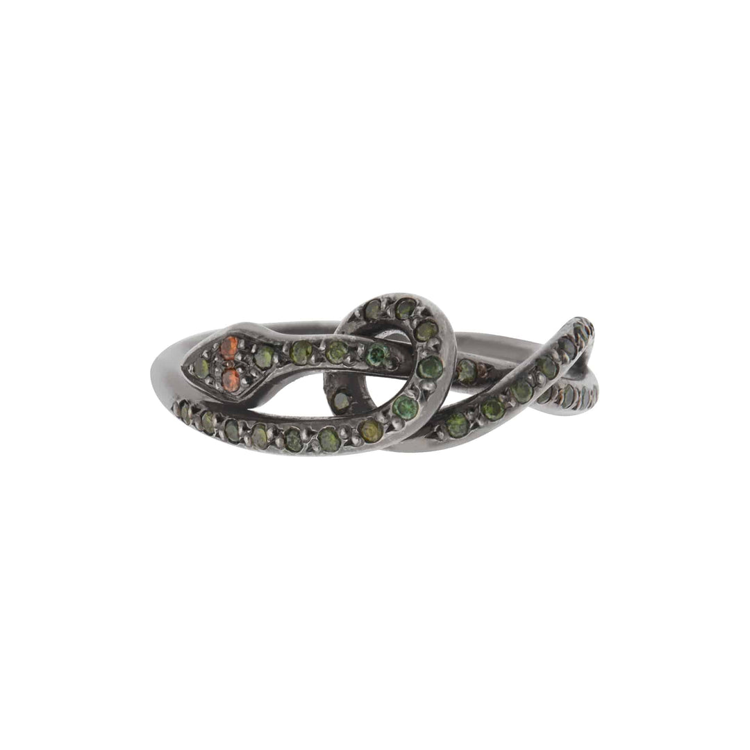 Twisted Snake Ring Y-Ox-Green D-Bur D - SNAKES - Ileana Makri store