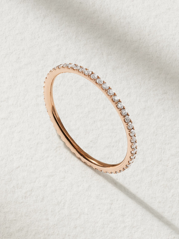 18k Rose Gold Diamond Thread Band