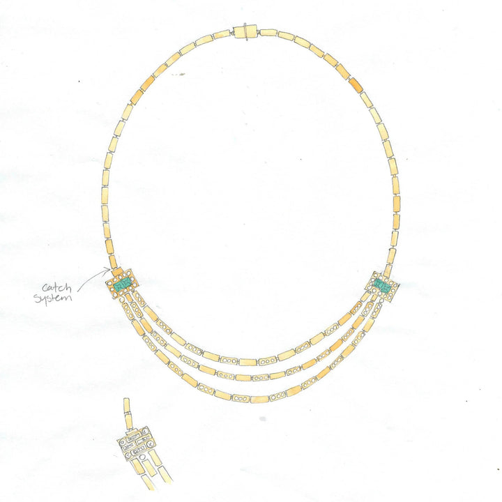 Waterfall Bridge Necklace Y-D-EM - Cascade - Ileana Makri store