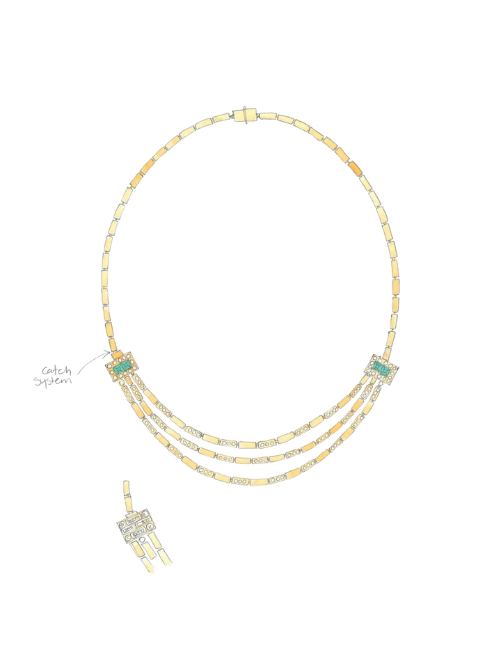 Waterfall Bridge Necklace Y - D - EM - Cascade - Ileana Makri