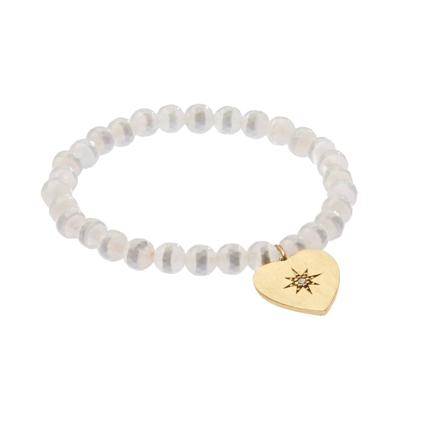 White Agate Heart Bracelet - Globetrotter - Ileana Makri store