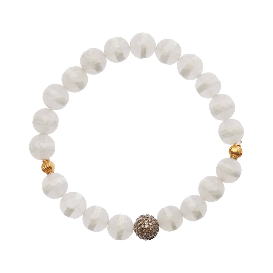 White Agate Stripe Bracelet 38 - Globetrotter - Ileana Makri