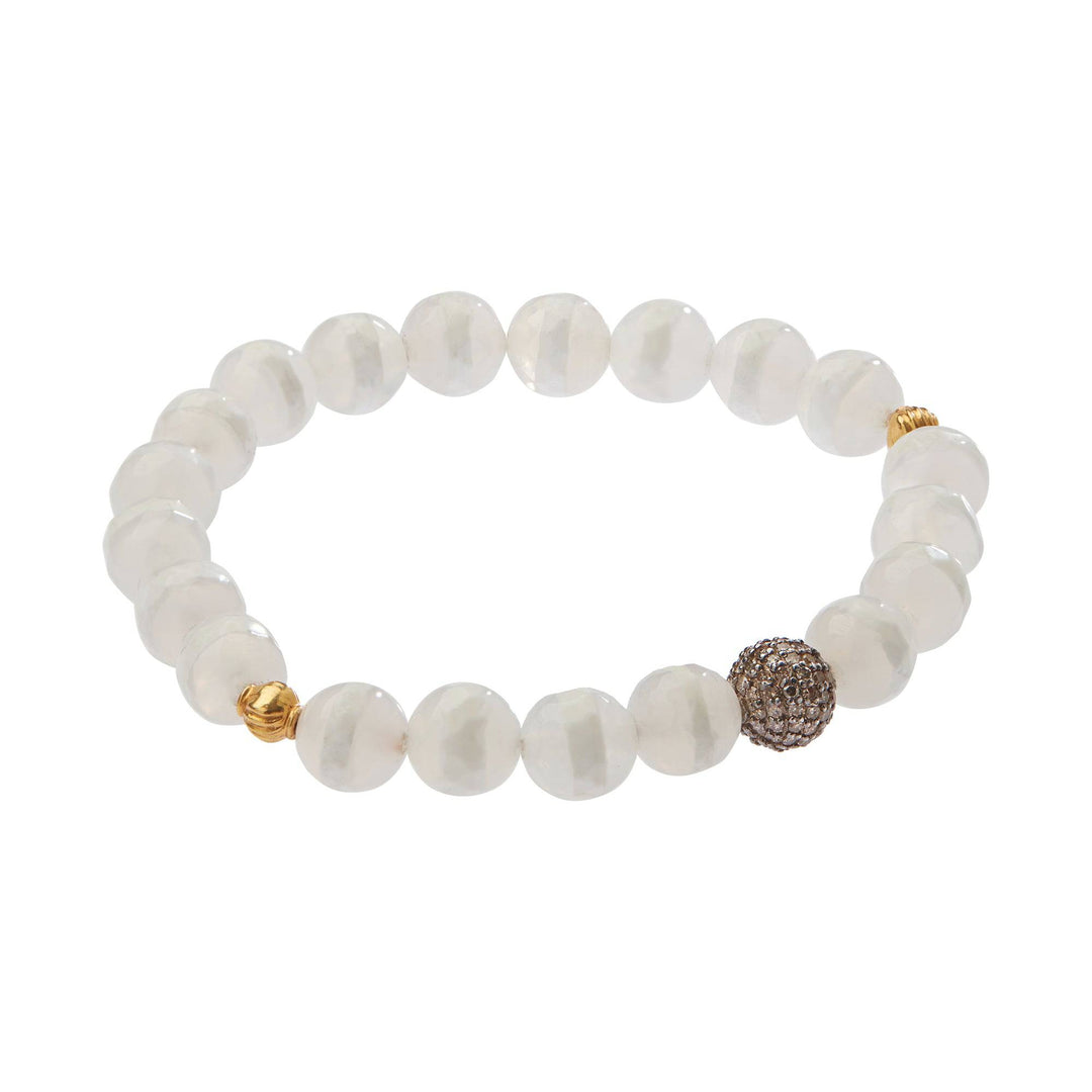 White Agate Stripe Bracelet 38 - Globetrotter - Ileana Makri