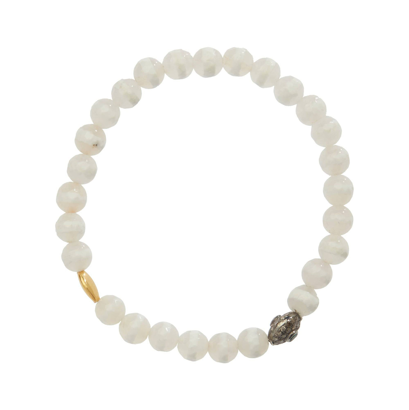 White Agate Stripe Bracelet 39 - Globetrotter - Ileana Makri store