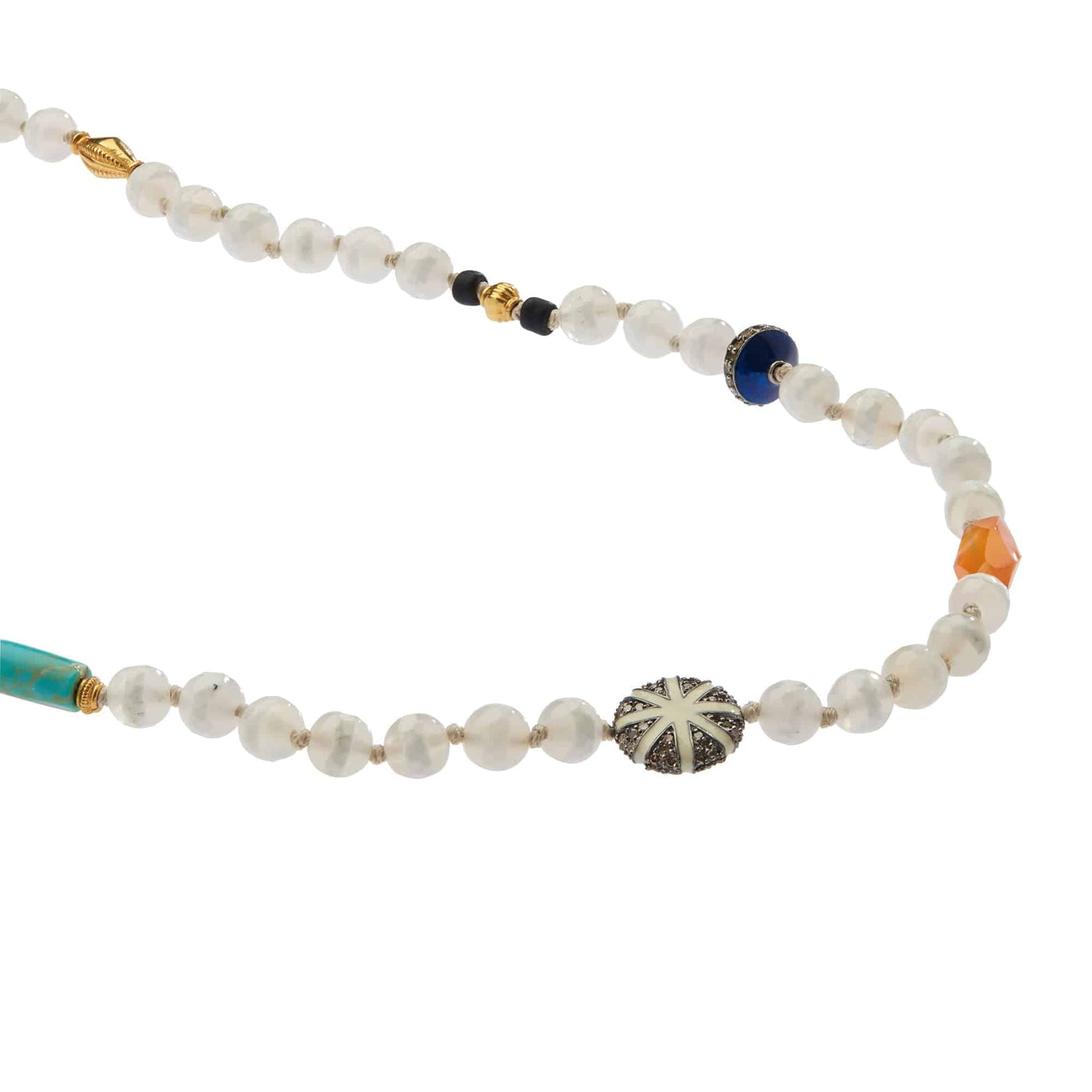 White Agate Stripe Necklace 1 (100cm) - Globetrotter - Ileana Makri store