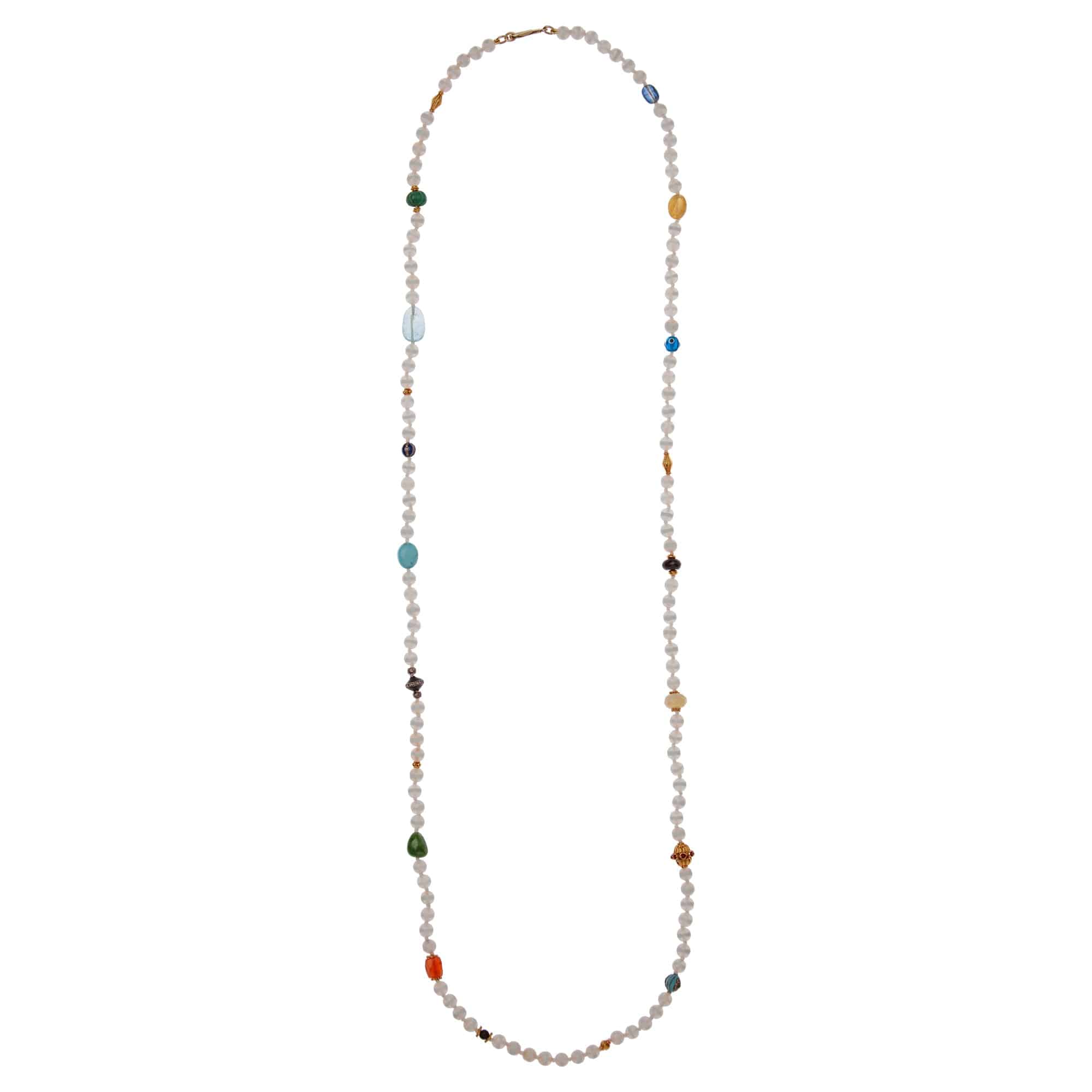 2D Natural Indian Agate and white outlet glass bead double strand necklace and bracelet