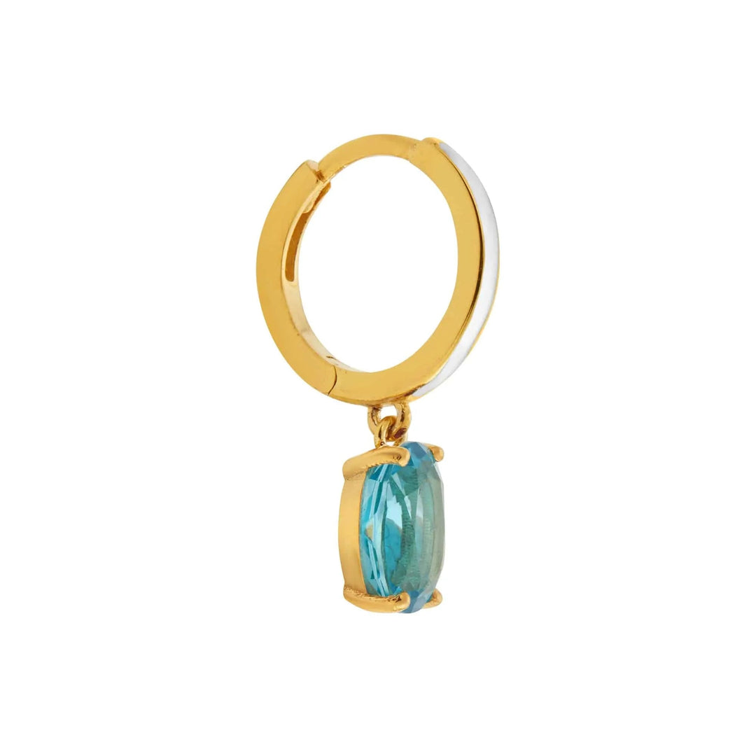 White Enamel & Blue Topaz Hoops - Eye M Neon Rocks - Ileana Makri