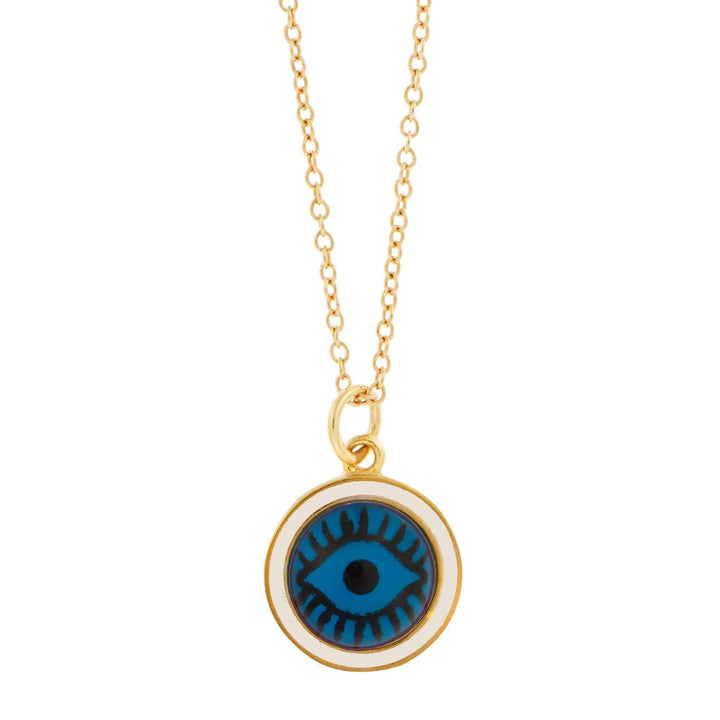 White Enamel Evil Eye Pendant - Eye M Eyes - Ileana Makri