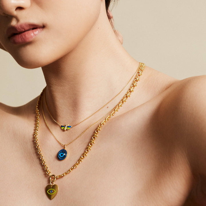 White Enamel Evil Eye Pendant - Eye M Eyes - Ileana Makri