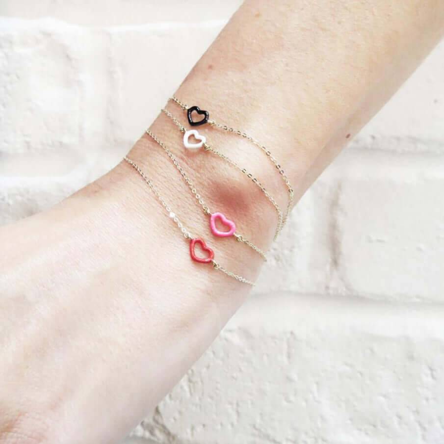 White Enamel Heart Bracelet - Jordan Askill - Ileana Makri