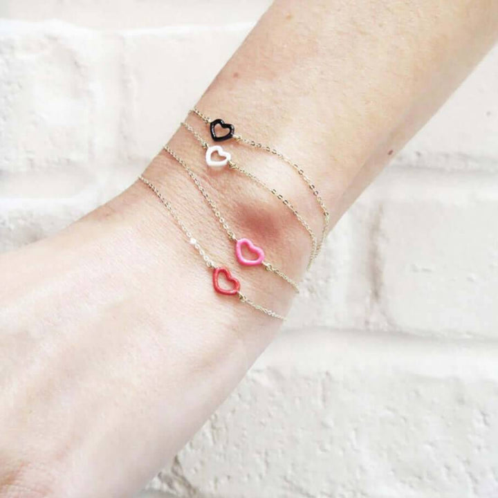 White Enamel Heart Bracelet - Jordan Askill - Ileana Makri