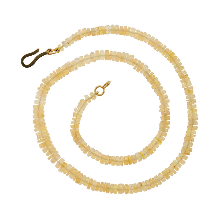 White Faceted Rondel Opal Beaded Necklace 209 (40cm) - Globetrotter - Ileana Makri