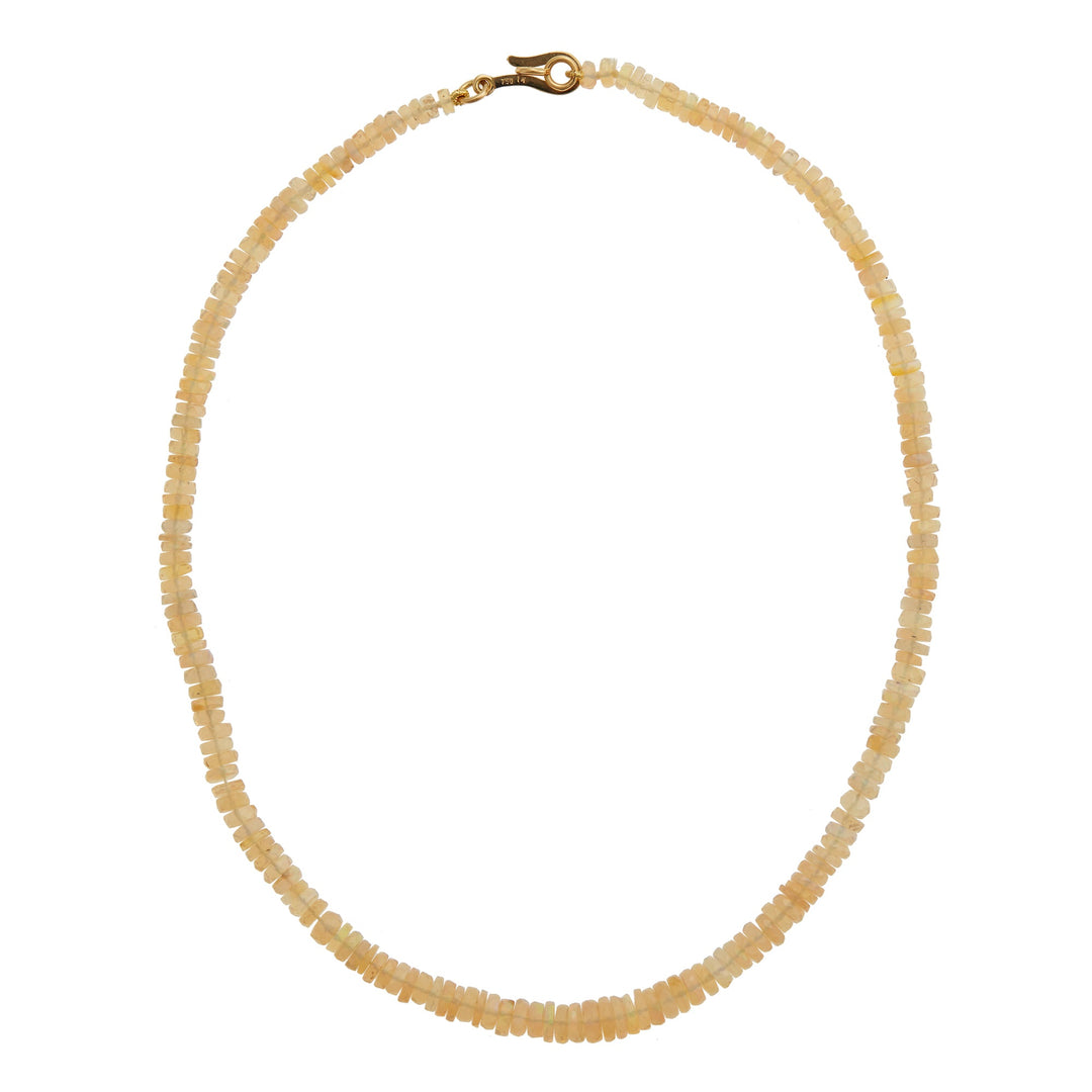 White Faceted Rondel Opal Beaded Necklace 209 (40cm) - Globetrotter - Ileana Makri