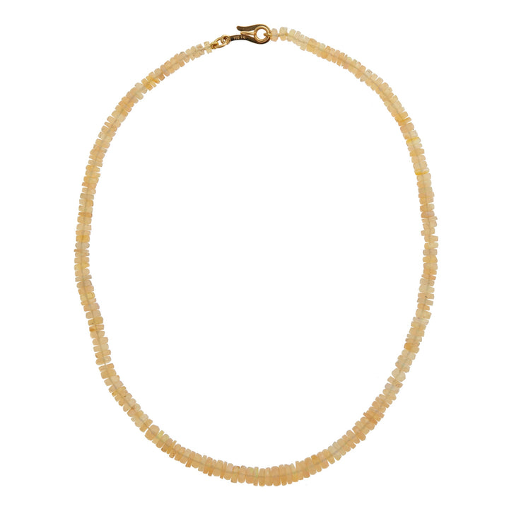 White Faceted Rondel Opal Beaded Necklace 209 (40cm) - Globetrotter - Ileana Makri