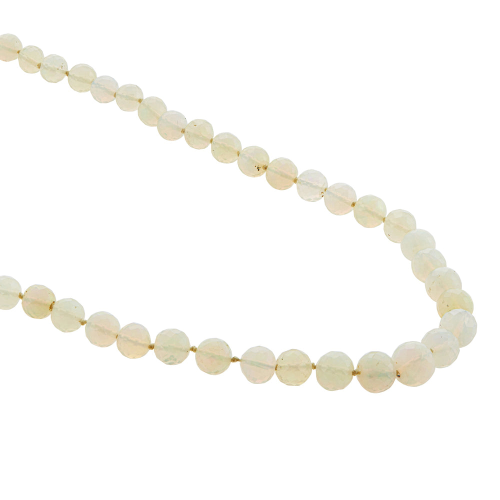 White Faceted Round Opal Beaded Necklace 217 (40cm) - Globetrotter - Ileana Makri