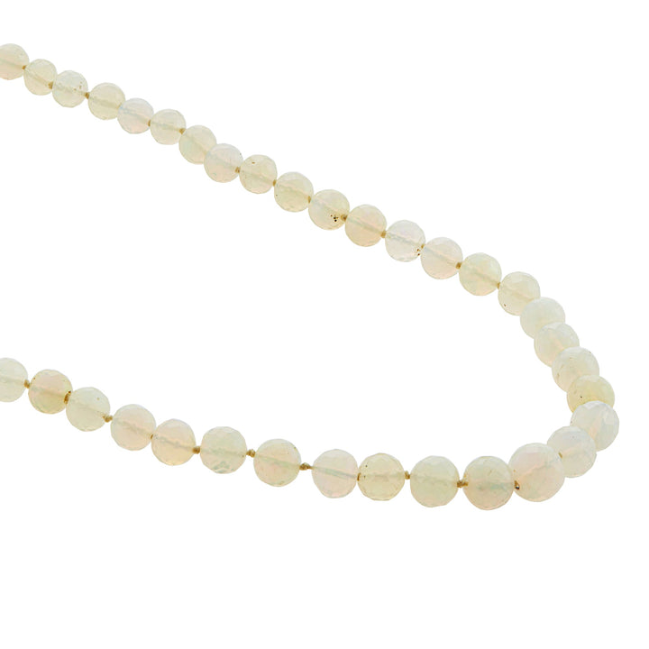 White Faceted Round Opal Beaded Necklace 217 (40cm) - Globetrotter - Ileana Makri