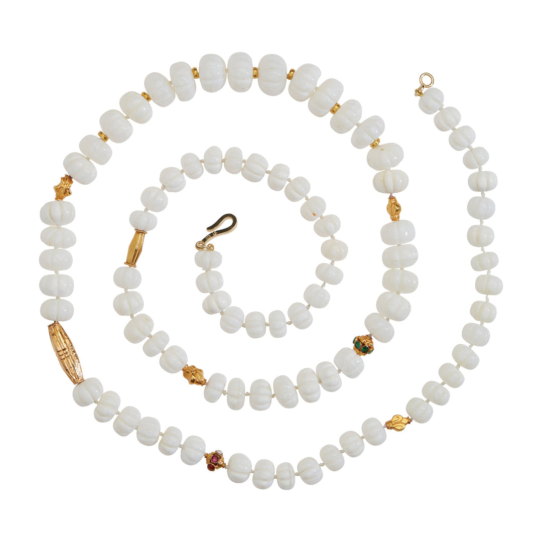 White Opal Beaded Necklace 226 (100cm) - Globetrotter - Ileana Makri