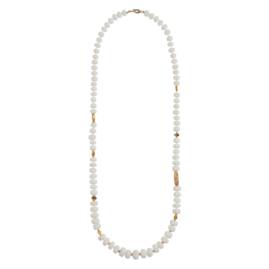 White Opal Beaded Necklace 226 (100cm) - Globetrotter - Ileana Makri
