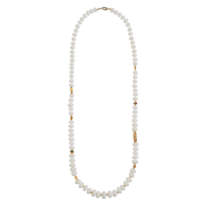White Opal Beaded Necklace 226 (100cm) - Globetrotter - Ileana Makri