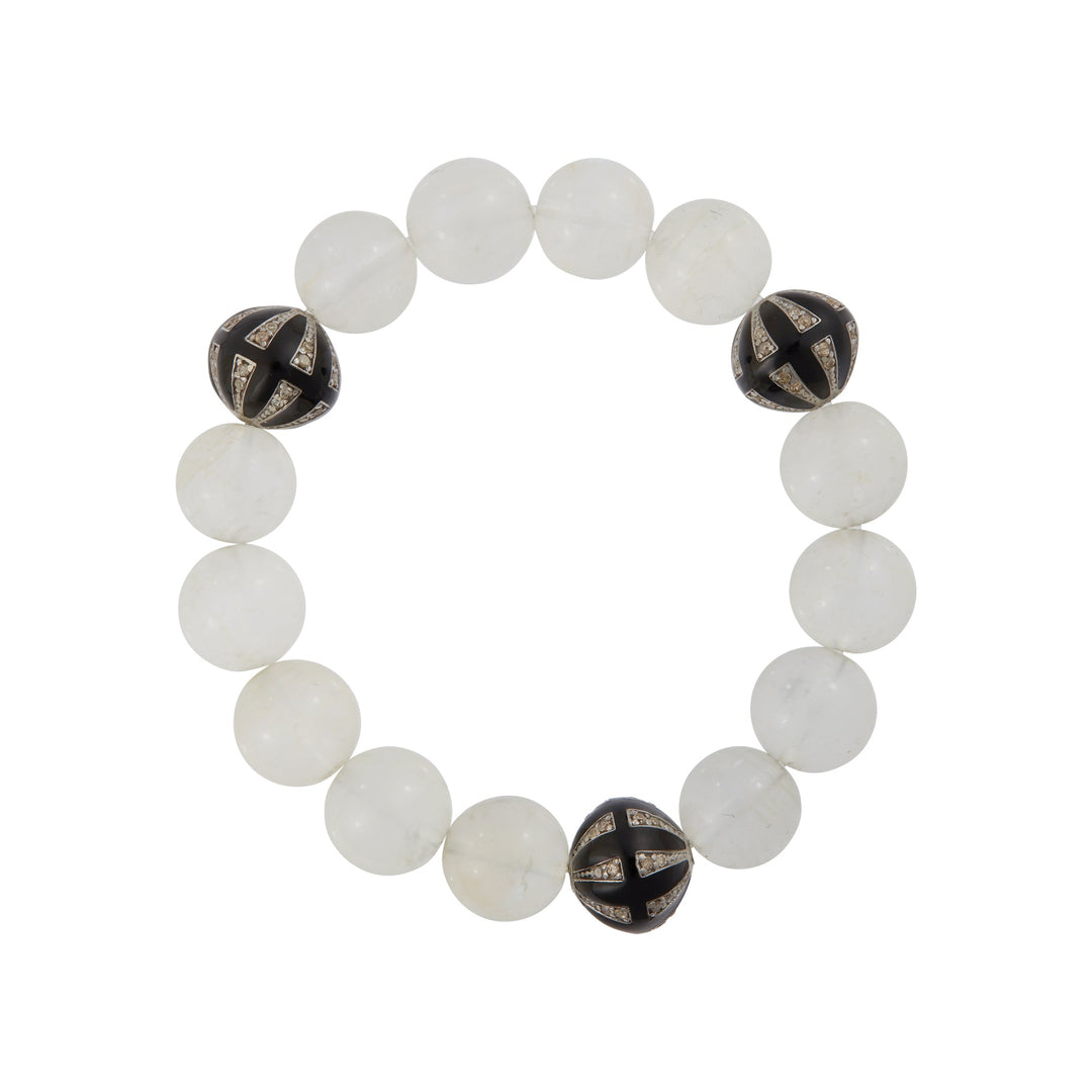 White Rbw Moonstone Beaded Bracelet - Globetrotter - Ileana Makri