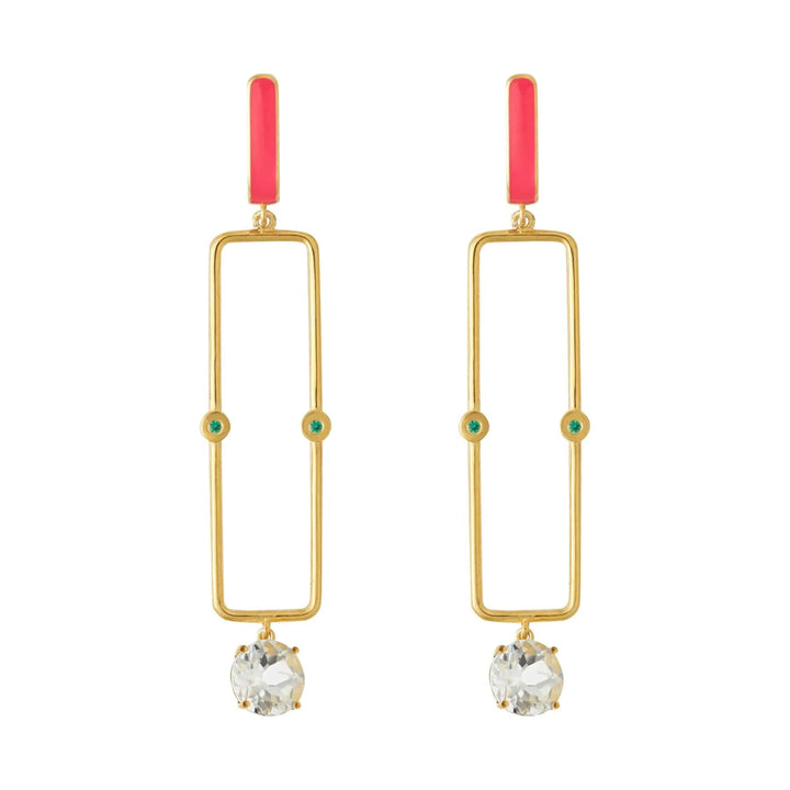 White Topaz Long Bar Earrings - Eye M Neon Rocks - Ileana Makri store