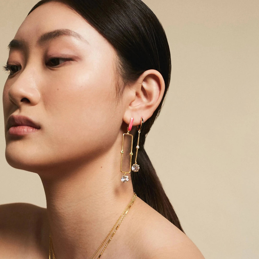 White Topaz Long Bar Earrings - Eye M Neon Rocks - Ileana Makri