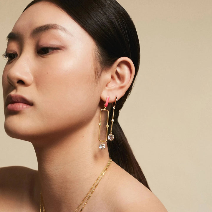 White Topaz Long Bar Earrings - Eye M Neon Rocks - Ileana Makri