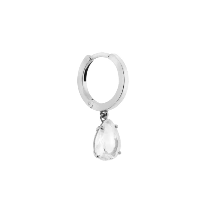 White Topaz Pear Drop Hoops SLV - Eye M Core - Ileana Makri store