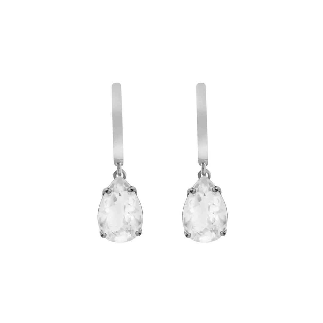 White Topaz Pear Drop Hoops SLV - Eye M Core - Ileana Makri