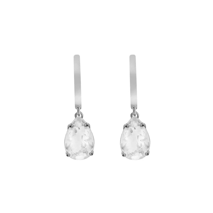 White Topaz Pear Drop Hoops SLV - Eye M Core - Ileana Makri