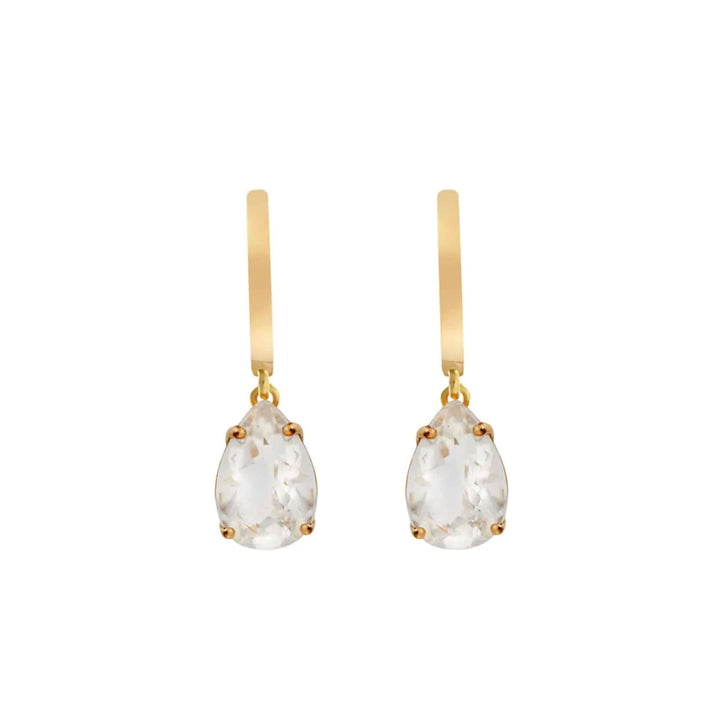 White Topaz Pear Drop Hoops YP - Eye M Core - Ileana Makri store