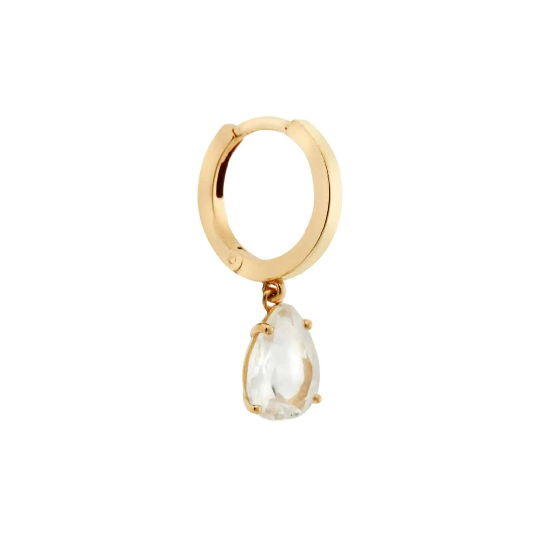 White Topaz Pear Drop Hoops YP - Eye M Core - Ileana Makri store