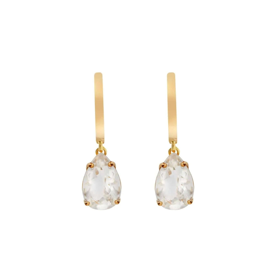 White Topaz Pear Drop Hoops YP - Eye M Core - Ileana Makri