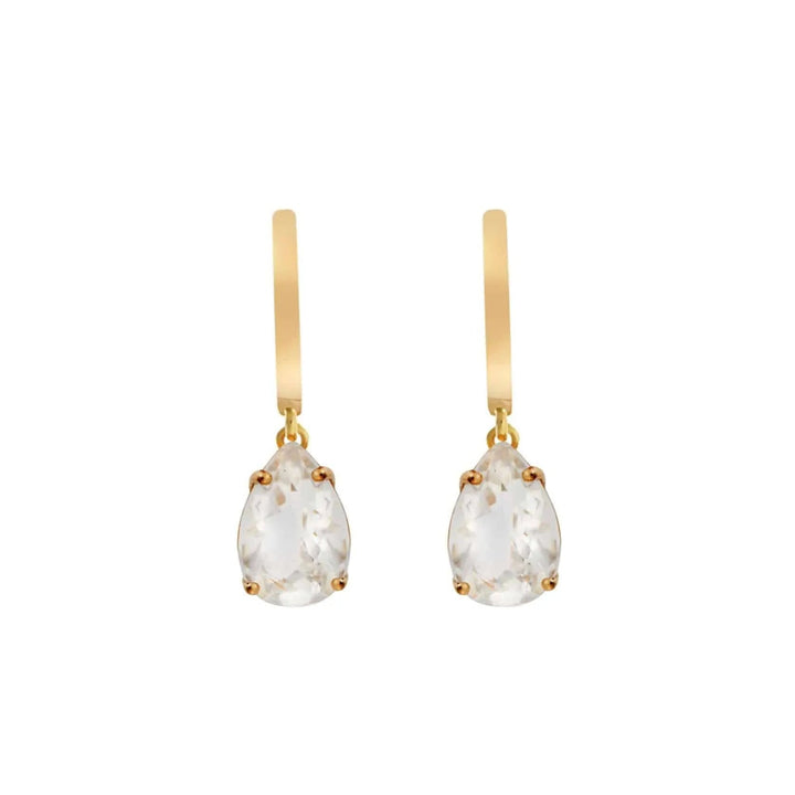 White Topaz Pear Drop Hoops YP - Eye M Core - Ileana Makri