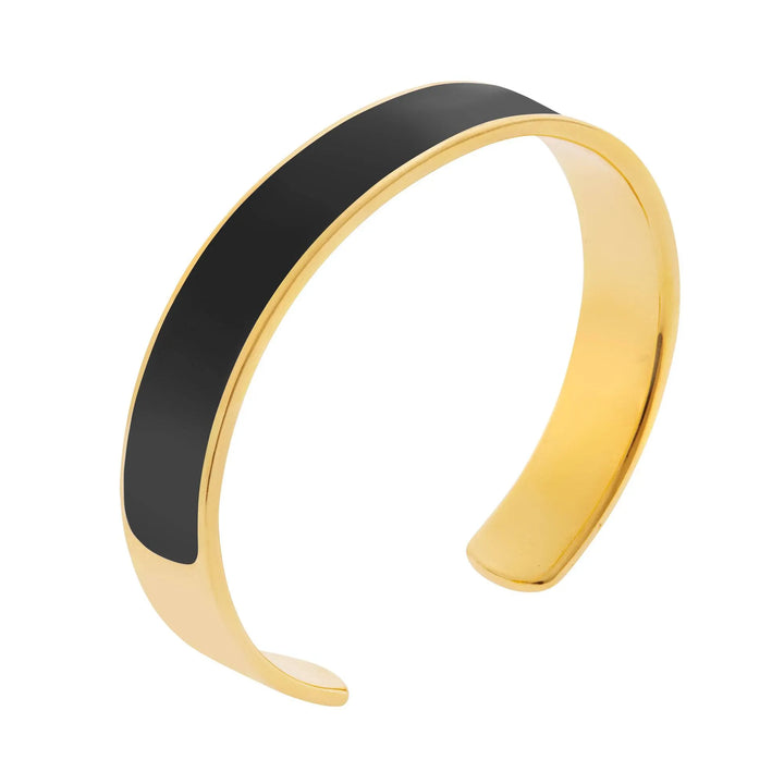 Wide Black Enamel Cuff - Eye M Core - Ileana Makri store