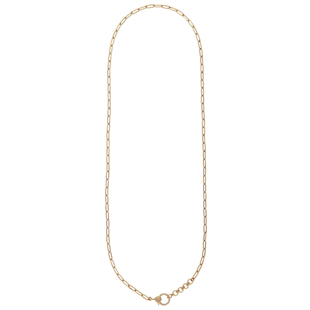 Wide oblong chain with large diamond lock - Chains - Ileana Makri