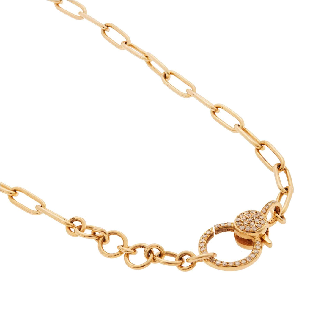 Wide oblong chain with large diamond lock - Chains - Ileana Makri