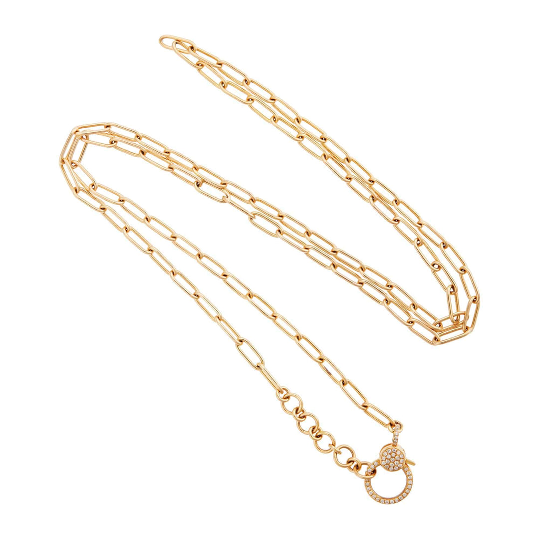 Wide oblong chain with large diamond lock - Chains - Ileana Makri