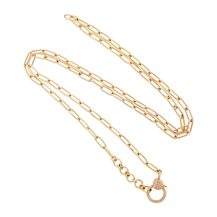 Wide oblong chain with large diamond lock - Chains - Ileana Makri