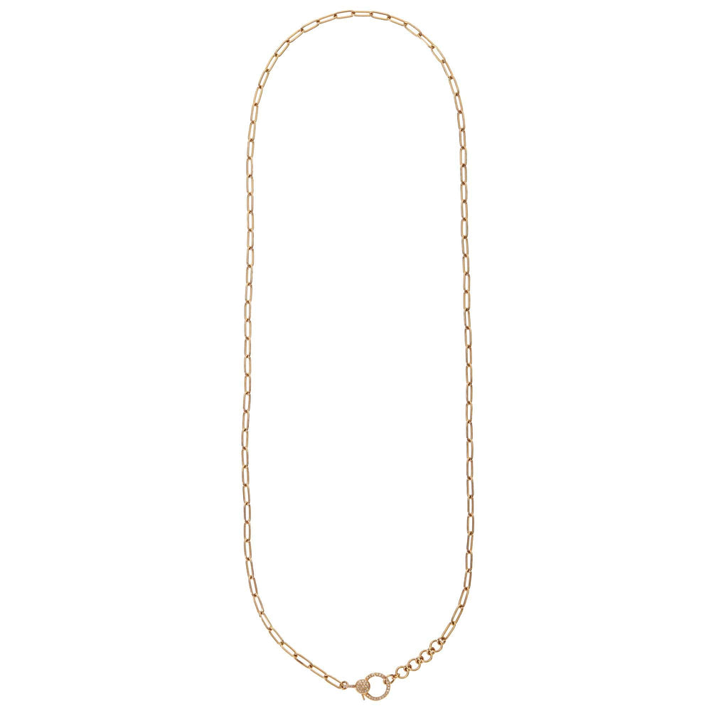 Wide oblong chain with large diamond lock Y14-D - Chains - Ileana Makri store