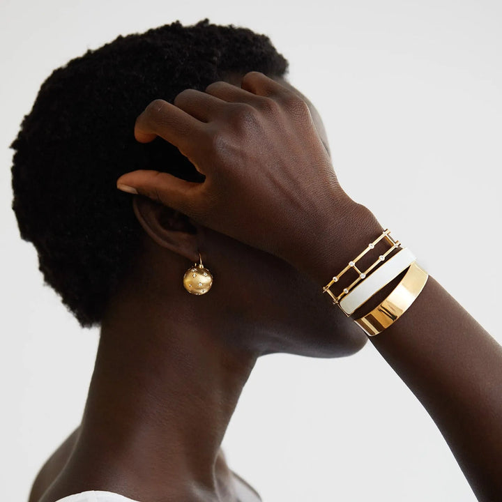 Wide White Enamel Cuff - Eye M Core - Ileana Makri