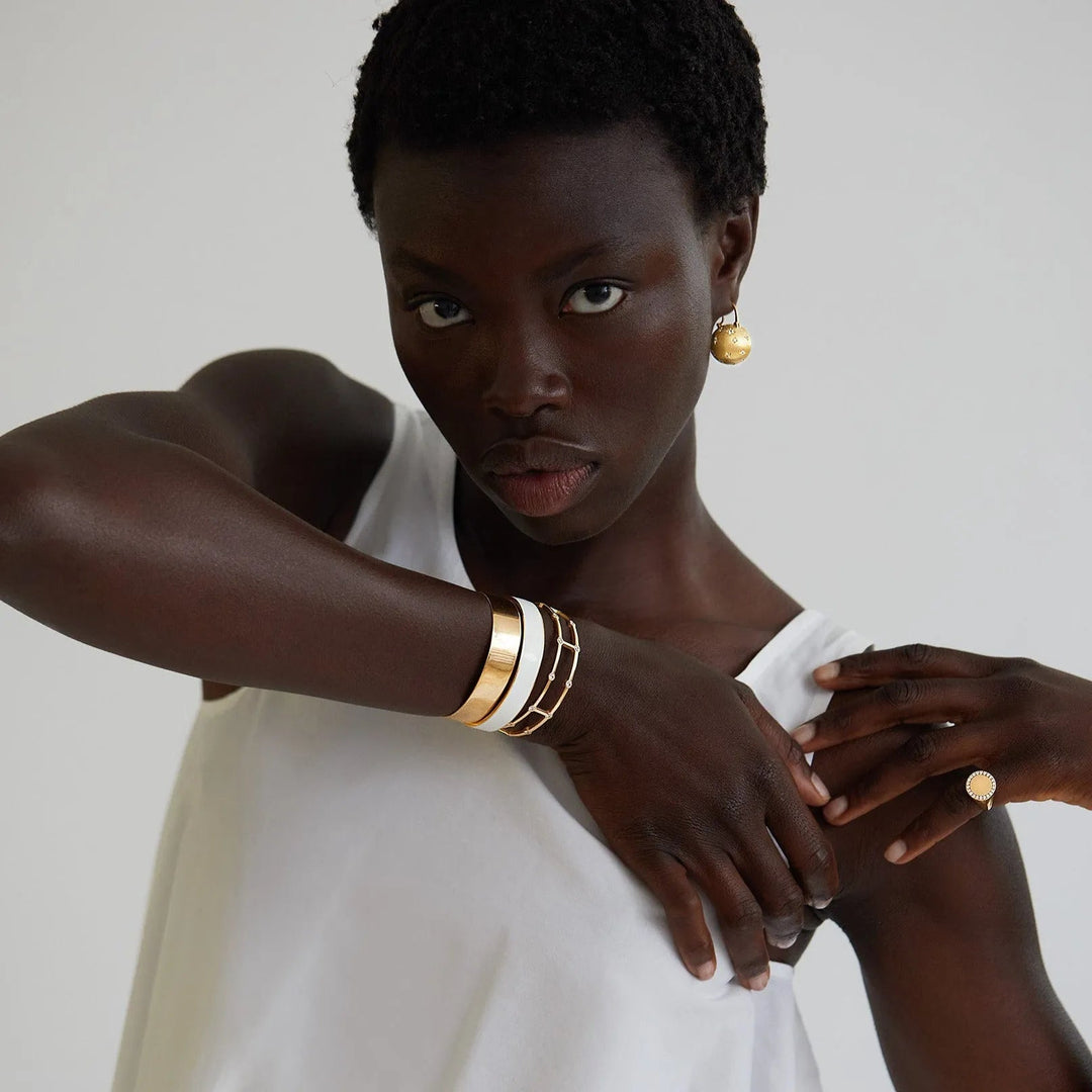 Wide White Enamel Cuff - Eye M Core - Ileana Makri