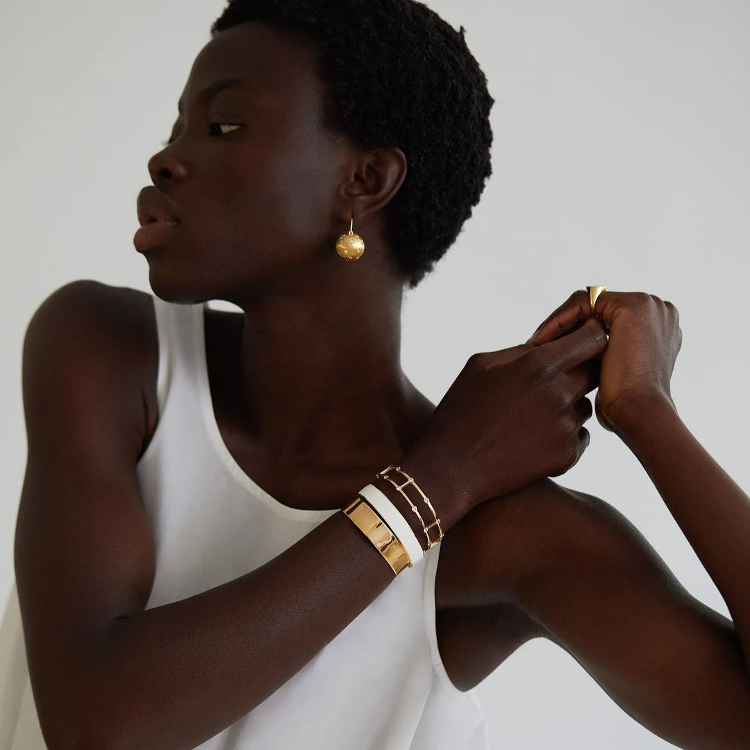 Wide White Enamel Cuff - Eye M Core - Ileana Makri