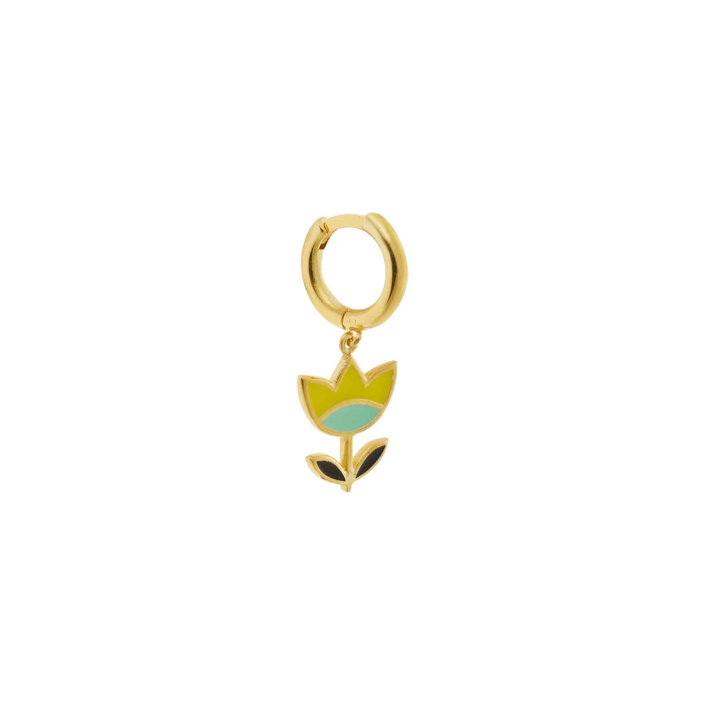 Yellow Happy Flower Midi Hoop Earrings - Eye M Flower Power - Ileana Makri