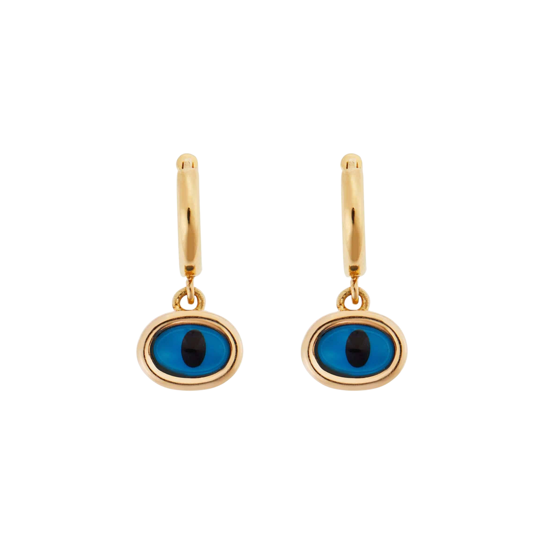 Yellow Mini Oval Eye Hoops - EVIL EYE - Ileana Makri