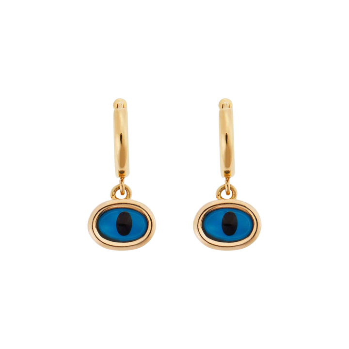 Yellow Mini Oval Eye Hoops - EVIL EYE - Ileana Makri