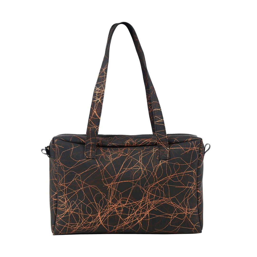 Zip Bag Metallic Threads Bronze on Black - Luisa Cevese Riedizioni - Ileana Makri