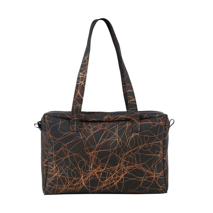 Zip Bag Metallic Threads Bronze on Black - Luisa Cevese Riedizioni - Ileana Makri