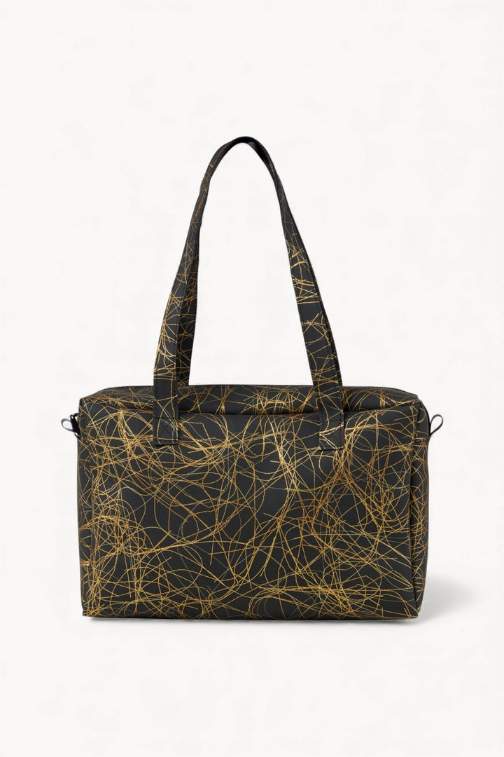 Zip Bag Metallic Threads Gold on Black - Luisa Cevese Riedizioni - Ileana Makri